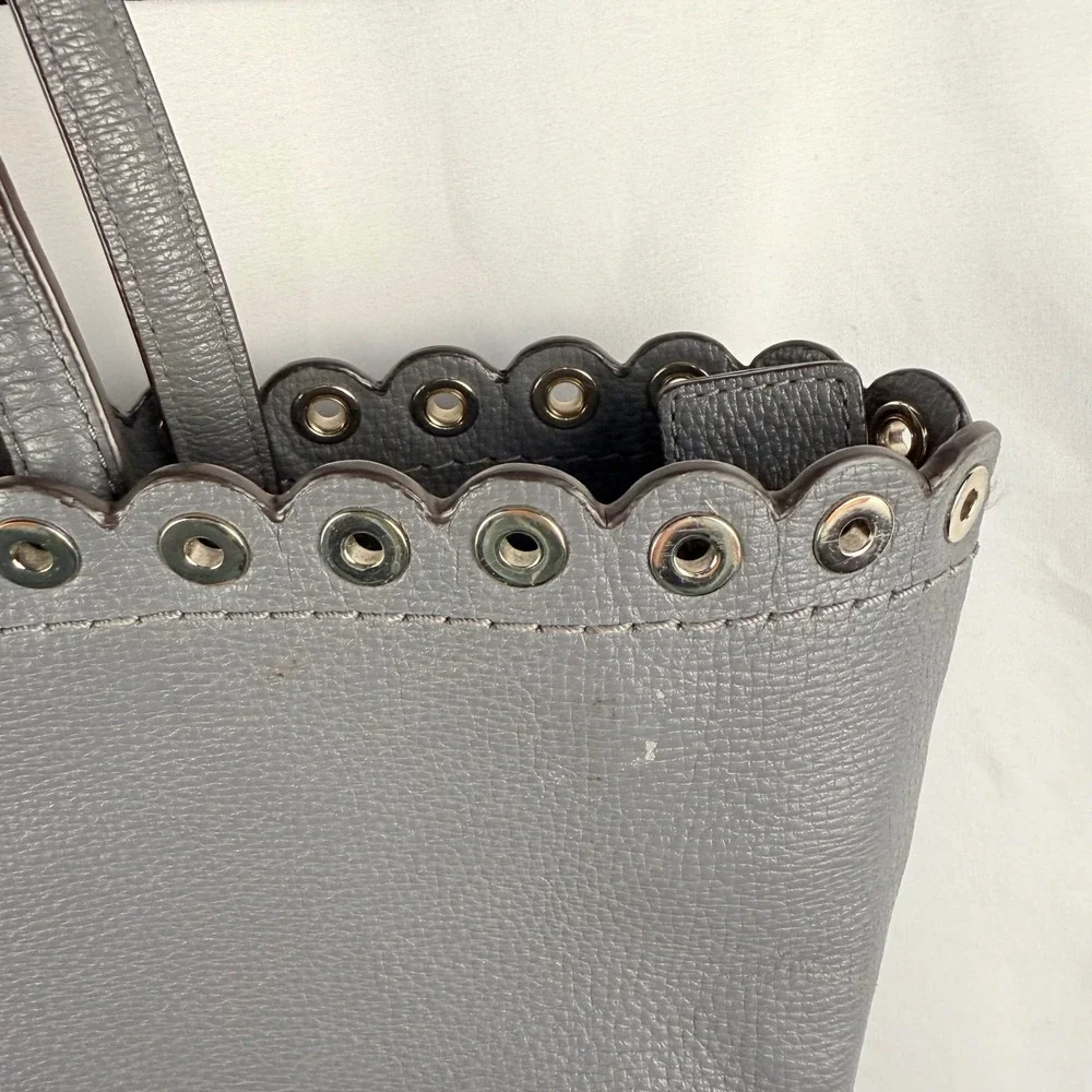 Kate Spade Paloma Pebbled Gray Tote Bag Large Scallop Edge Shoulder Bag Classic‎